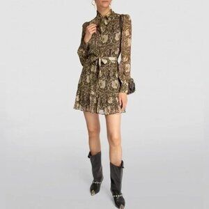 Morris & Co x PAIGE Vittoria Pimpernel 100% Silk Mini Dress Size L